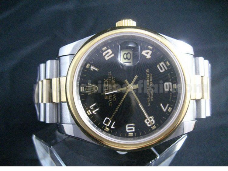 2-Tone Rolex Datejust Black Arabic President Replica Watches